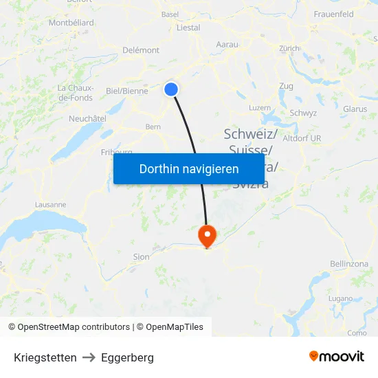 Kriegstetten to Eggerberg map