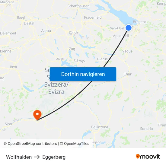 Wolfhalden to Eggerberg map