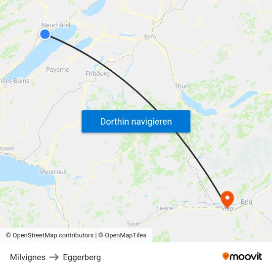 Milvignes to Eggerberg map