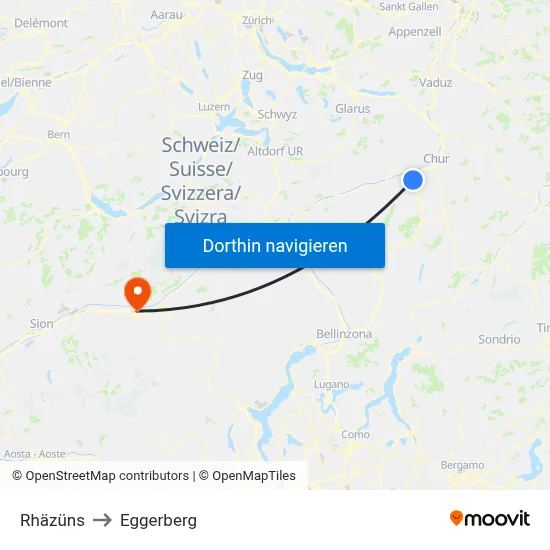 Rhäzüns to Eggerberg map