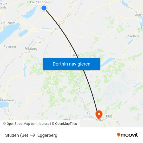 Studen (Be) to Eggerberg map
