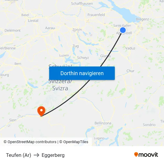 Teufen (Ar) to Eggerberg map