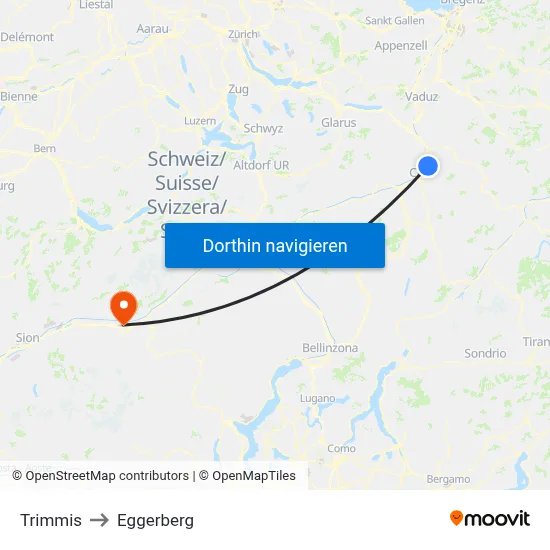 Trimmis to Eggerberg map