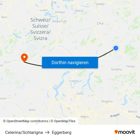 Celerina/Schlarigna to Eggerberg map