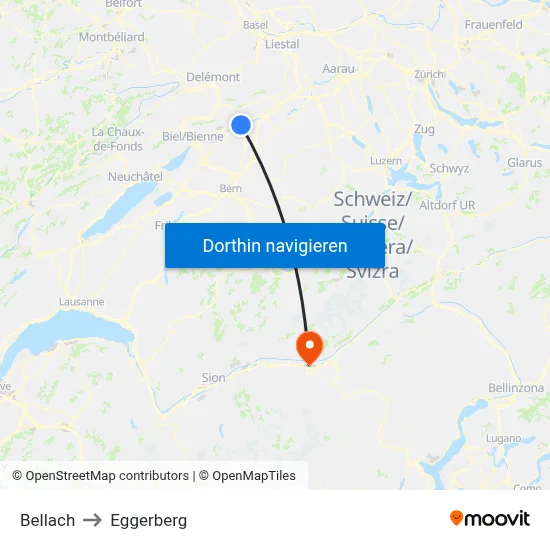 Bellach to Eggerberg map