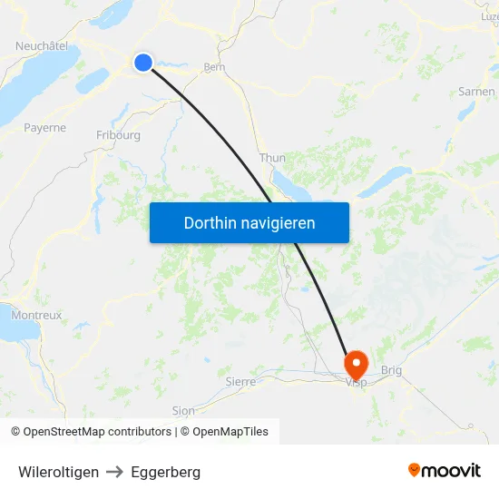 Wileroltigen to Eggerberg map