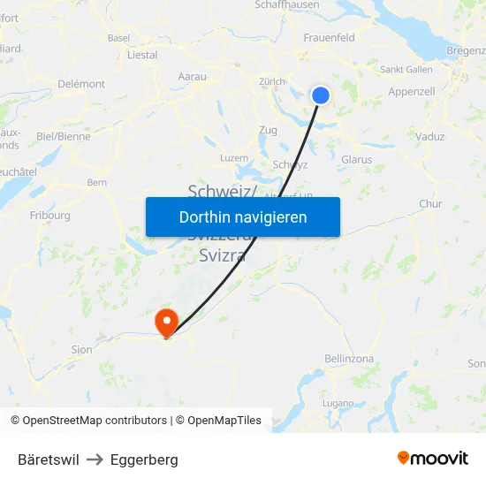 Bäretswil to Eggerberg map