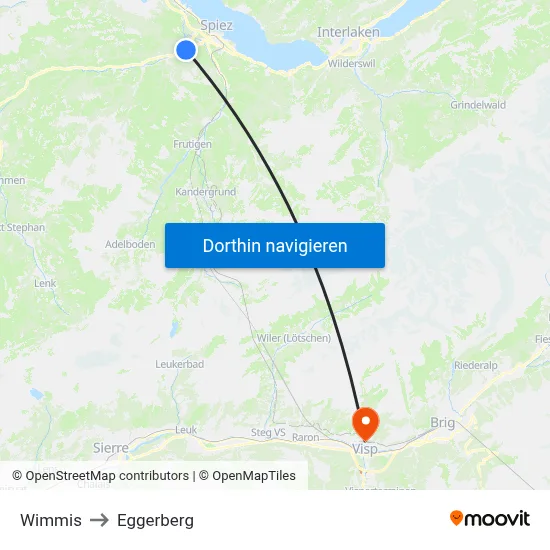 Wimmis to Eggerberg map