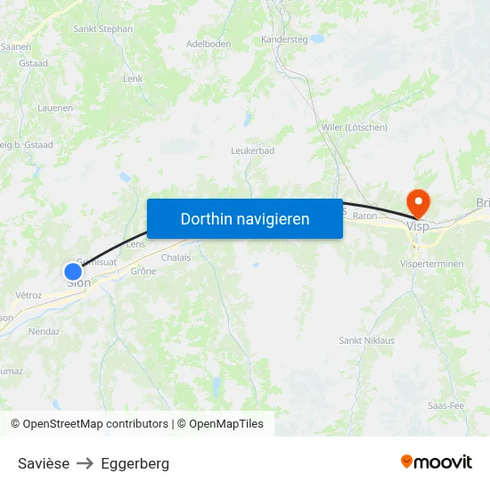 Savièse to Eggerberg map