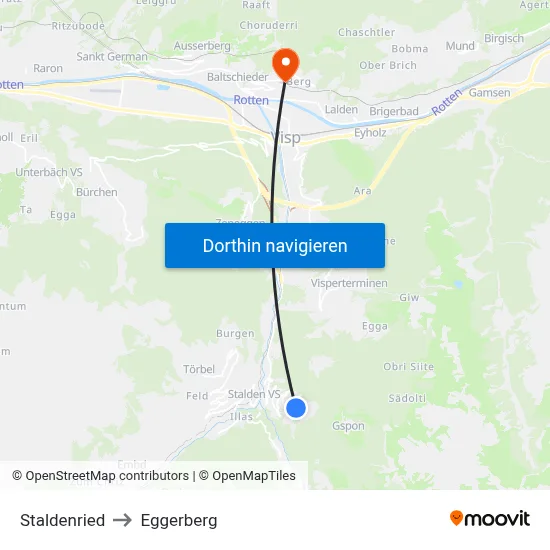 Staldenried to Eggerberg map
