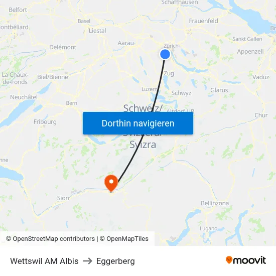 Wettswil AM Albis to Eggerberg map