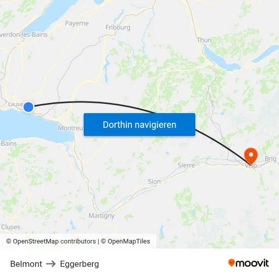 Belmont to Eggerberg map