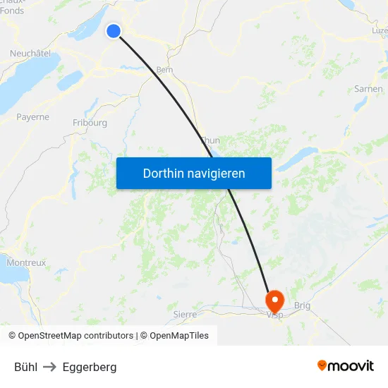Bühl to Eggerberg map