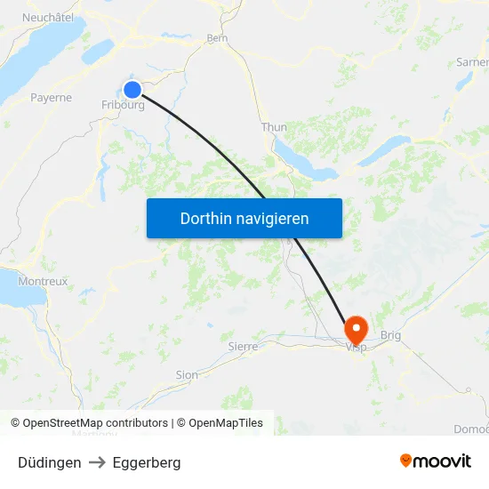 Düdingen to Eggerberg map