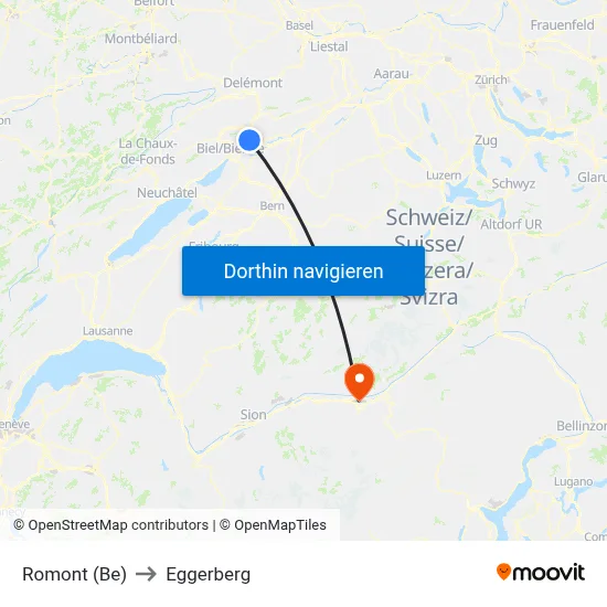 Romont (Be) to Eggerberg map
