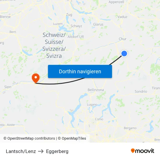 Lantsch/Lenz to Eggerberg map