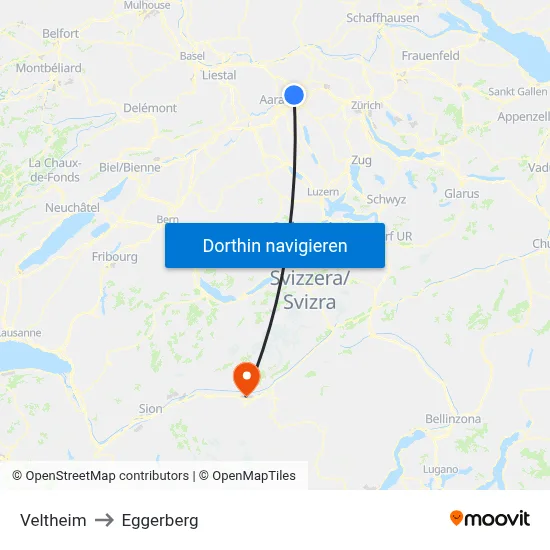 Veltheim to Eggerberg map