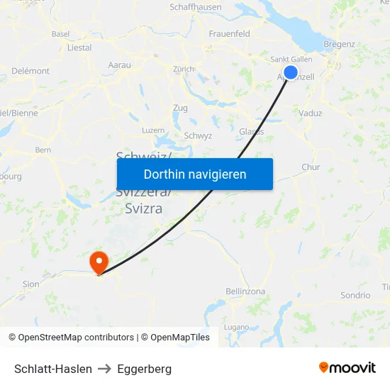 Schlatt-Haslen to Eggerberg map