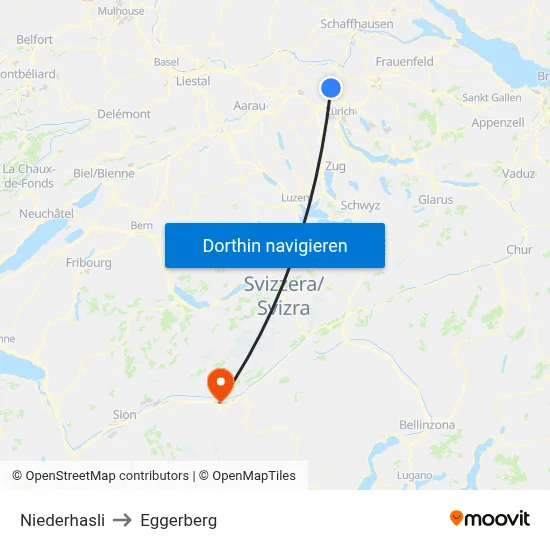 Niederhasli to Eggerberg map
