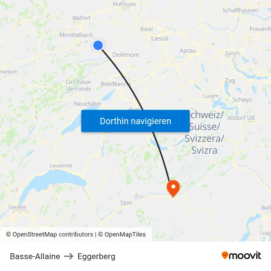 Basse-Allaine to Eggerberg map