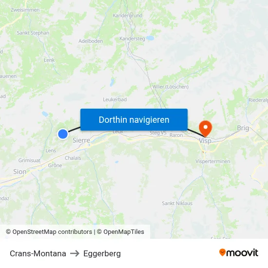 Crans-Montana to Eggerberg map