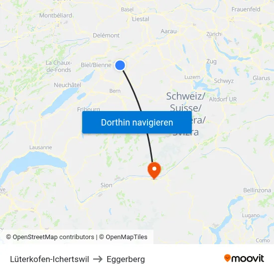 Lüterkofen-Ichertswil to Eggerberg map