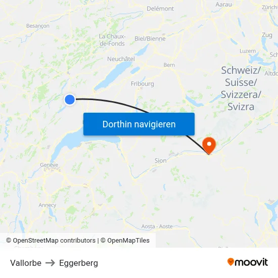 Vallorbe to Eggerberg map