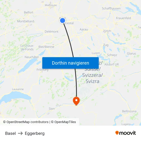 Basel to Eggerberg map