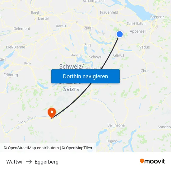 Wattwil to Eggerberg map