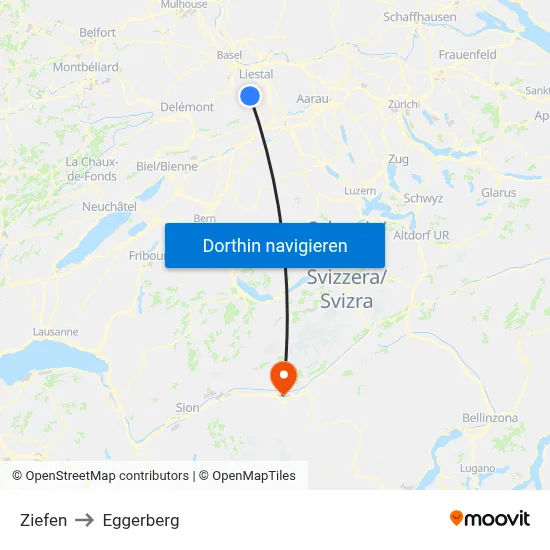 Ziefen to Eggerberg map