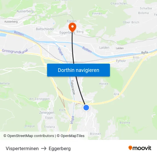 Visperterminen to Eggerberg map