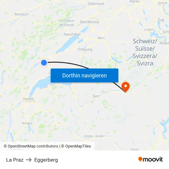 La Praz to Eggerberg map
