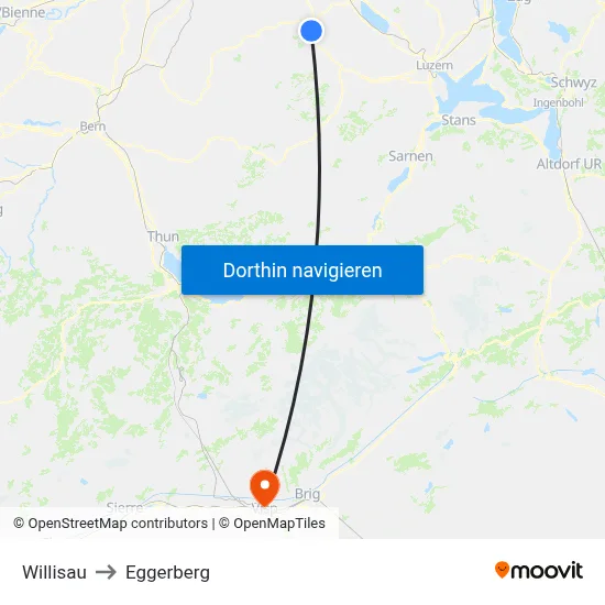 Willisau to Eggerberg map