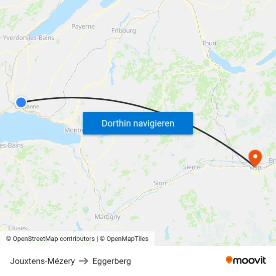Jouxtens-Mézery to Eggerberg map