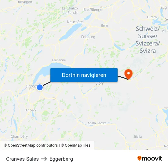 Cranves-Sales to Eggerberg map