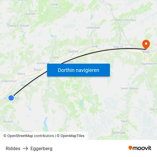 Riddes to Eggerberg map