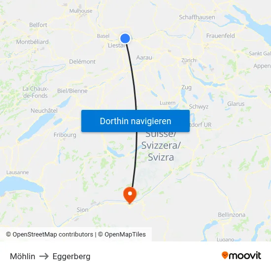 Möhlin to Eggerberg map