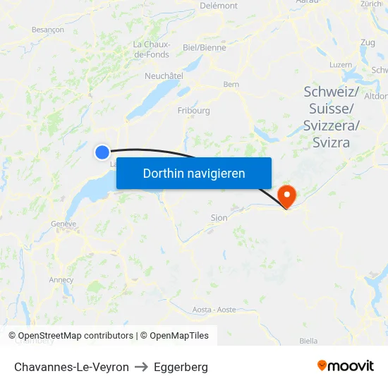 Chavannes-Le-Veyron to Eggerberg map