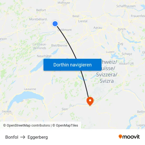 Bonfol to Eggerberg map