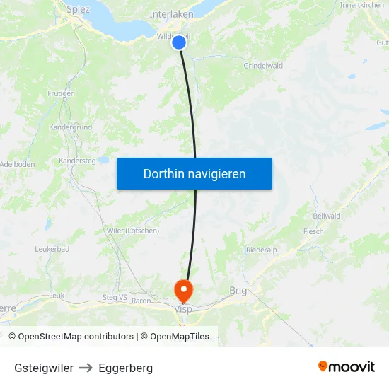 Gsteigwiler to Eggerberg map