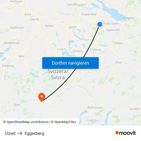 Uzwil to Eggerberg map