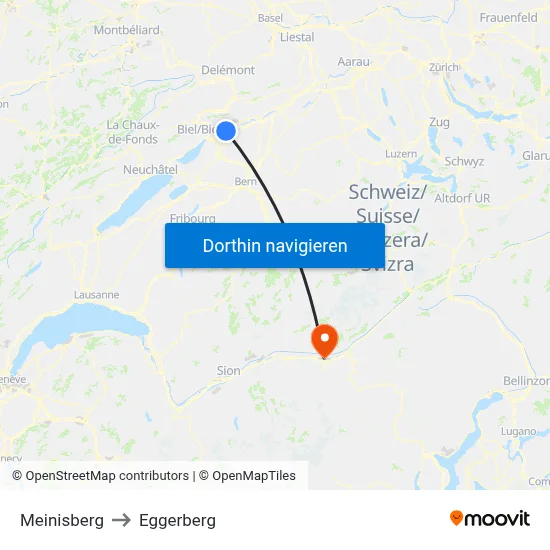 Meinisberg to Eggerberg map
