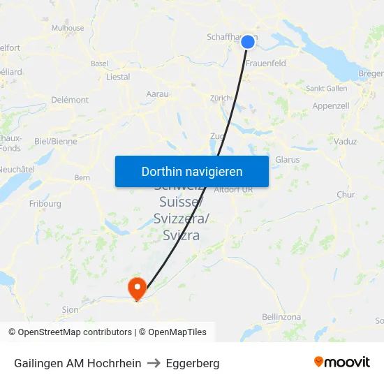 Gailingen AM Hochrhein to Eggerberg map