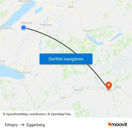 Fétigny to Eggerberg map