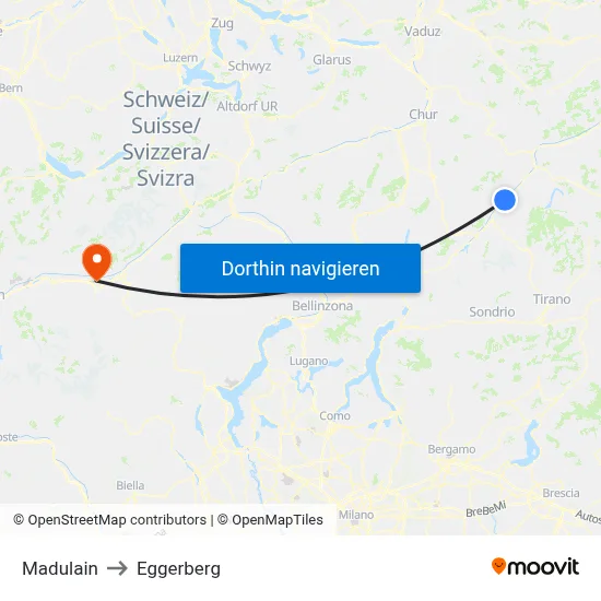 Madulain to Eggerberg map