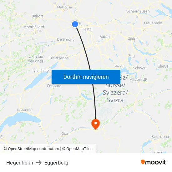 Hégenheim to Eggerberg map