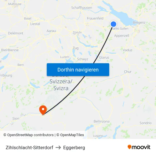 Zihlschlacht-Sitterdorf to Eggerberg map