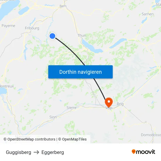 Guggisberg to Eggerberg map
