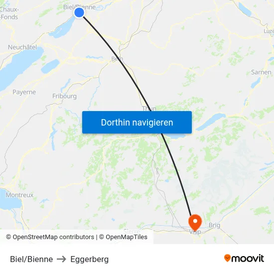 Biel/Bienne to Eggerberg map