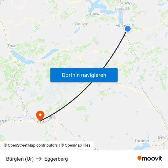 Bürglen (Ur) to Eggerberg map